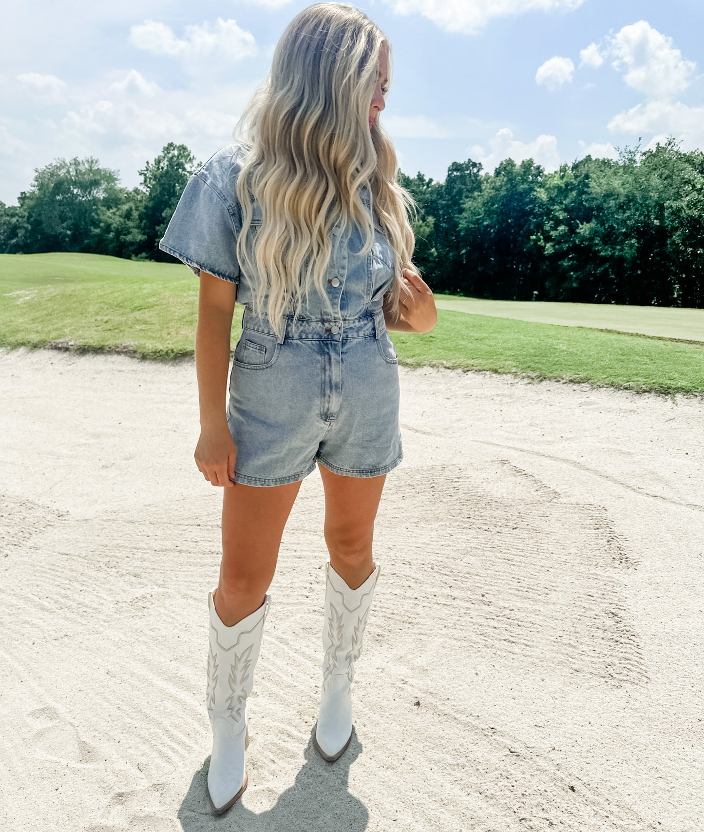 ASPYN DENIM ROMPER