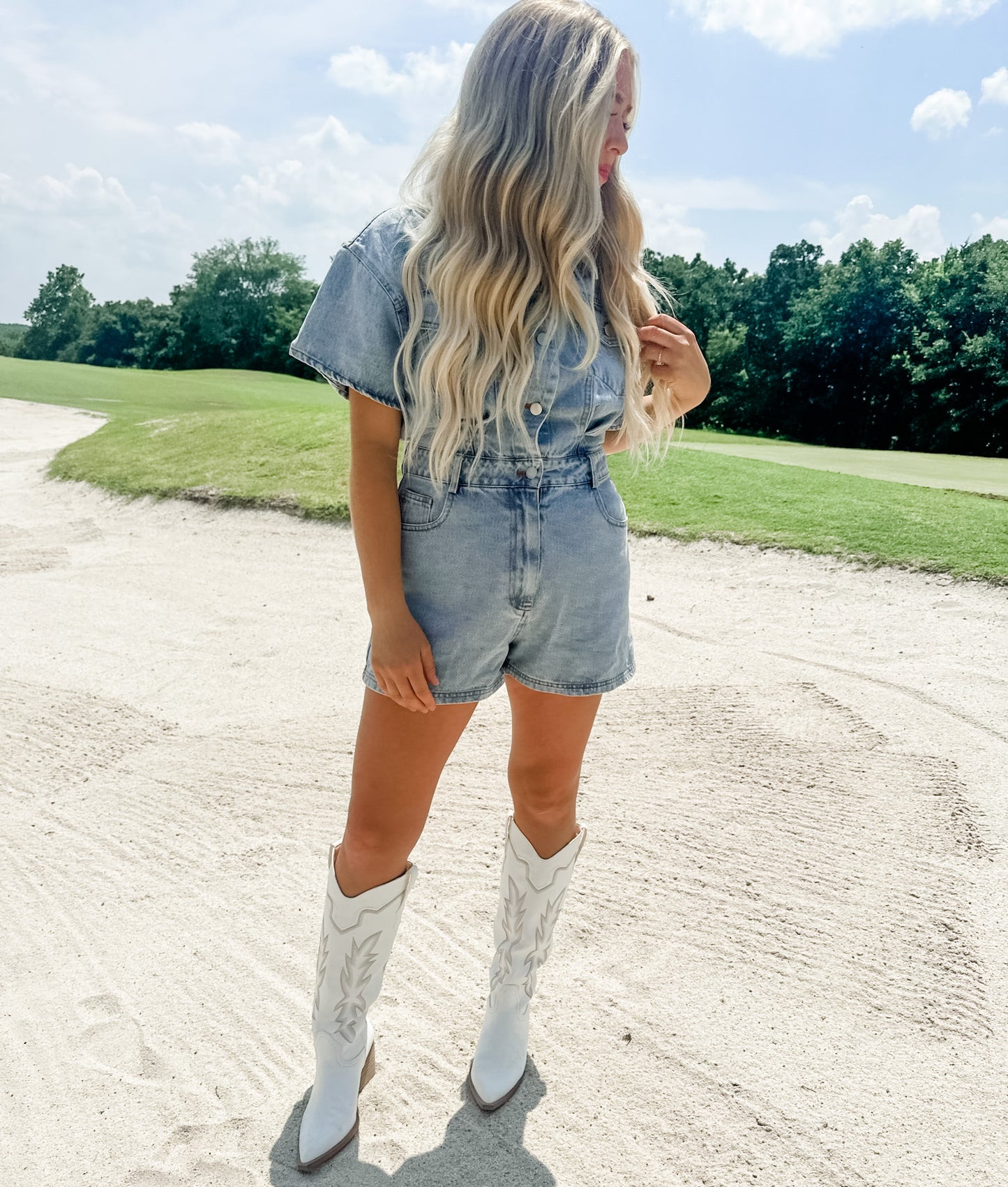 ASPYN DENIM ROMPER