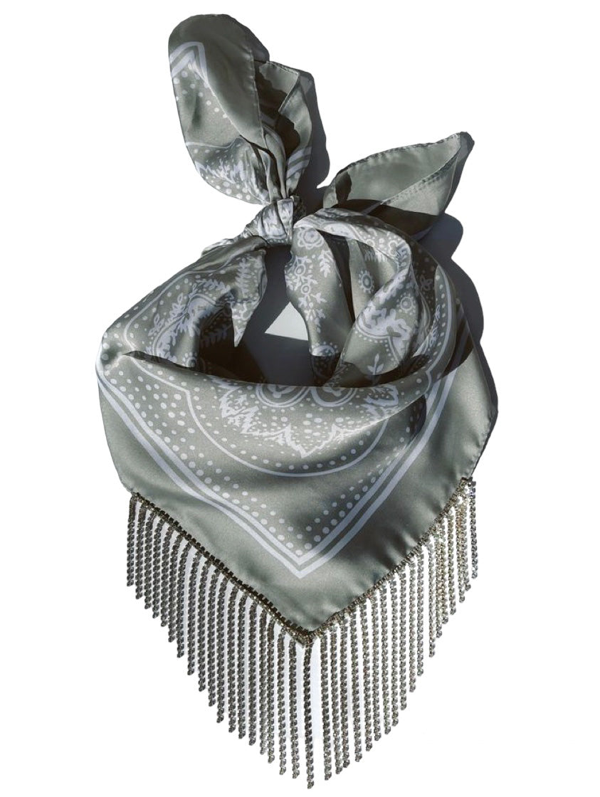 ELSON FRINGE BANDANA-SAGE GREEN