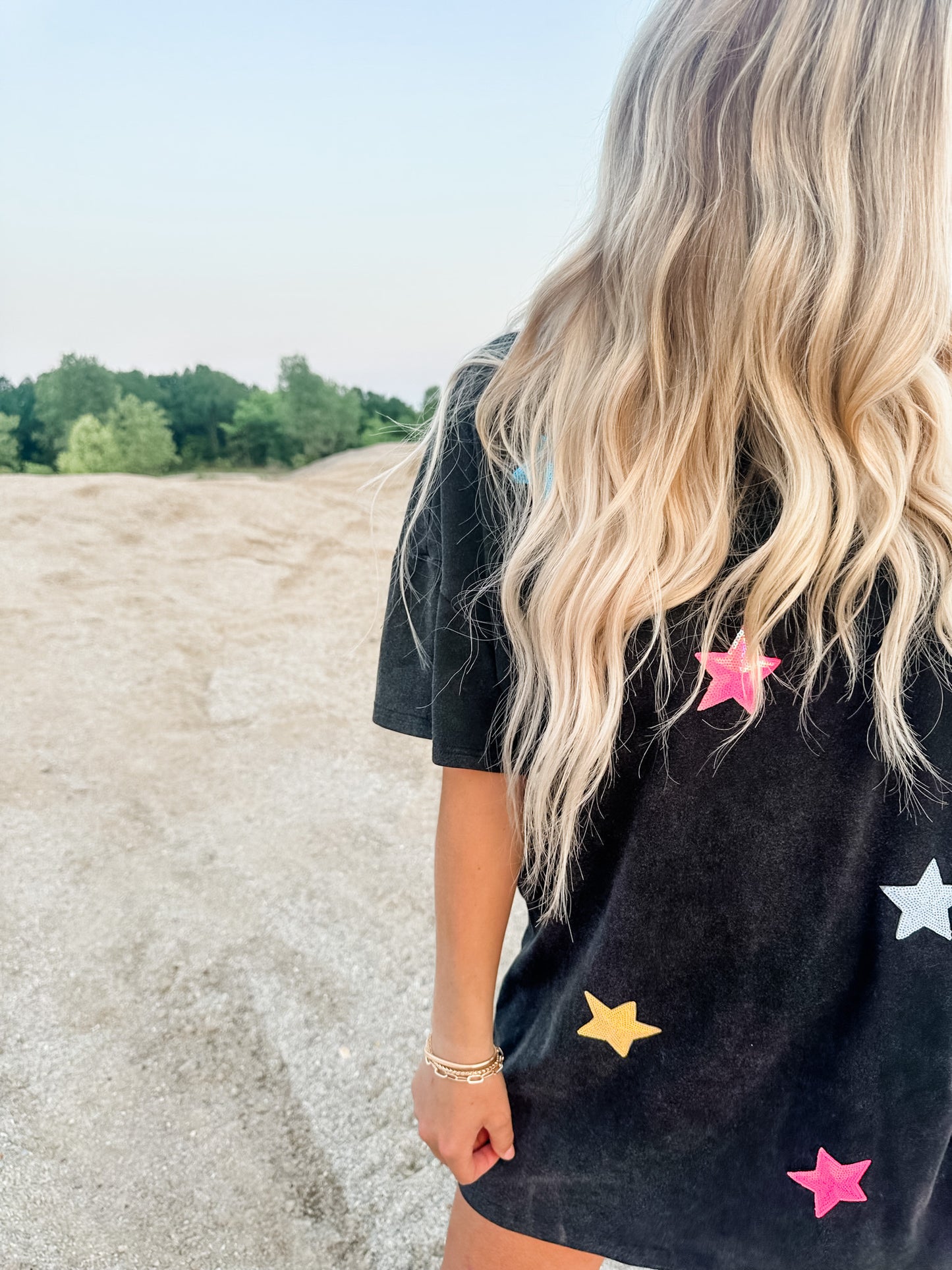 OH MY STARS T-SHIRT DRESS - CHARCOAL