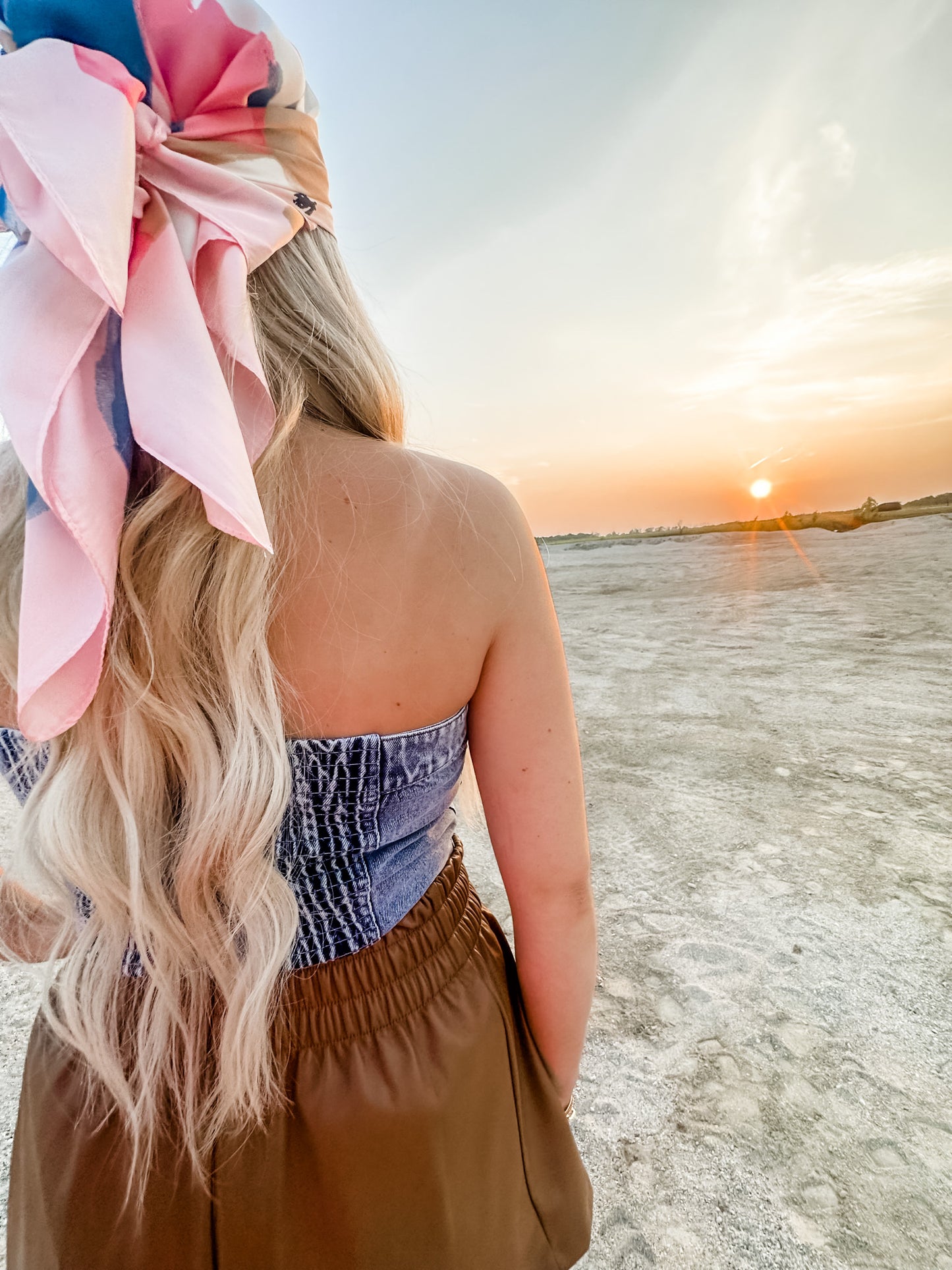 COLOR BLOCK BANDANA SCARF